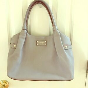 gray Kate Spade satchel: leather w/ gold accent